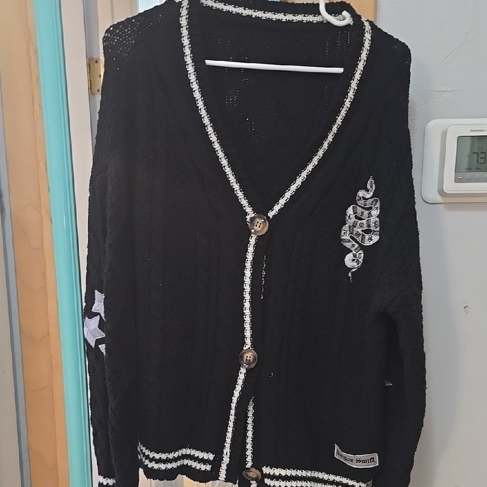 COPY - Taylor Swift Black Cardigan Sweater with Embroidered Design